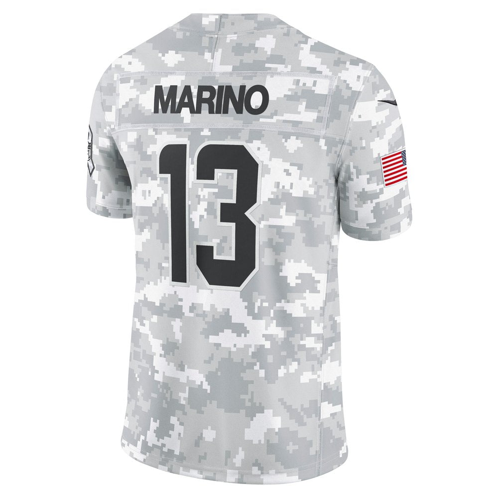 Men's Miami Dolphins Dan Marino Arctic Camo 2024 Salute to Service Retired Player Limited Jersey 
