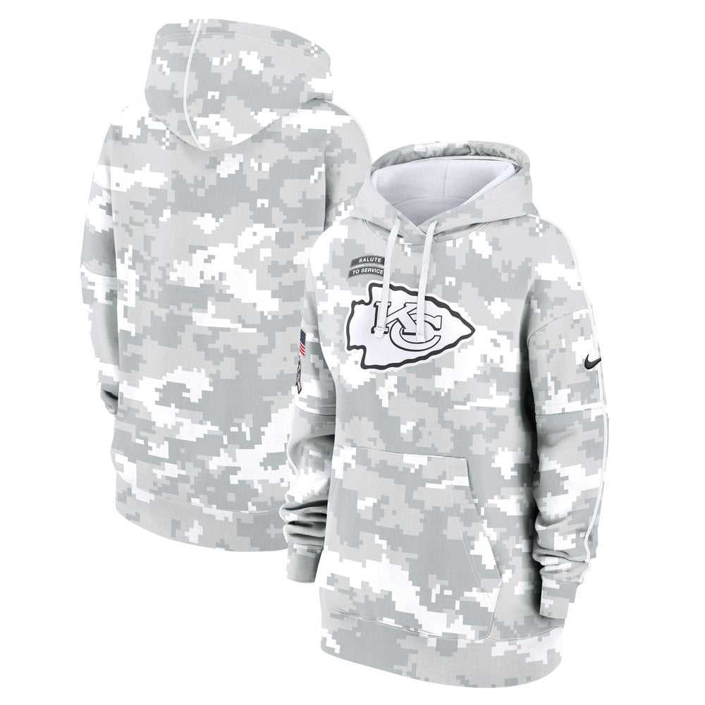 Women's Kansas City Chiefs Arctic Camo 2024 Salute To Service Club Fleece Pullover Hoodie 