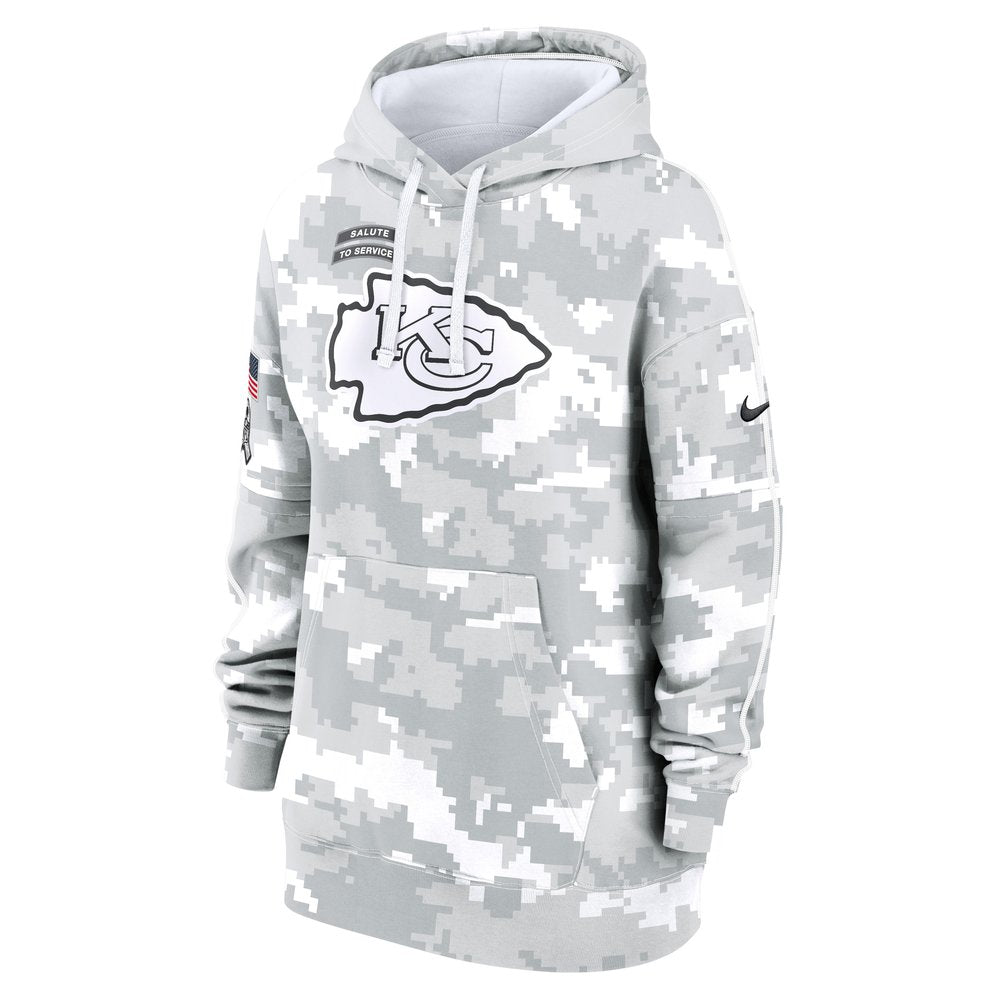 Women's Kansas City Chiefs Arctic Camo 2024 Salute To Service Club Fleece Pullover Hoodie 