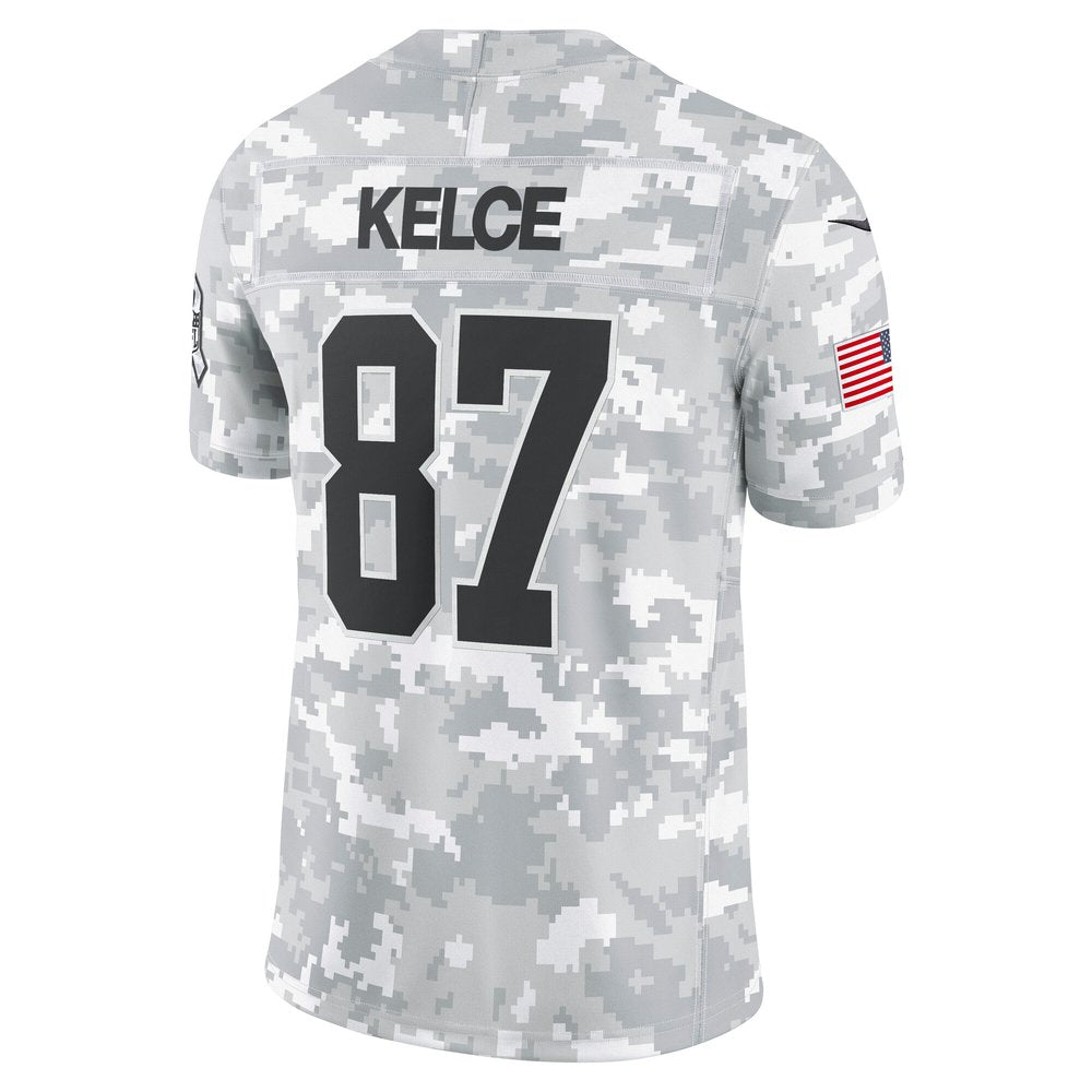 Men's Kansas City Chiefs Travis Kelce Arctic Camo 2024 Salute to Service Limited Jersey 