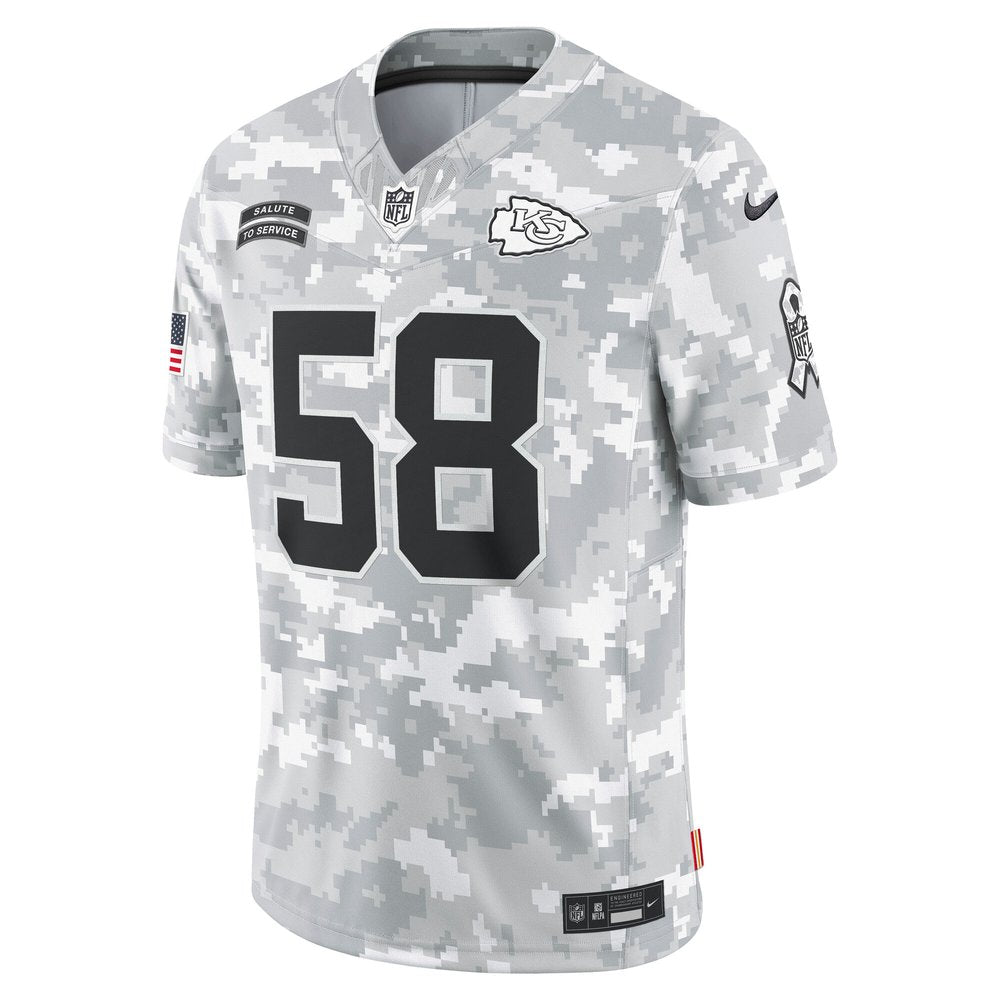 Men's Kansas City Chiefs Derrick Thomas Arctic Camo 2024 Salute to Service Retired Player Limited Jersey 