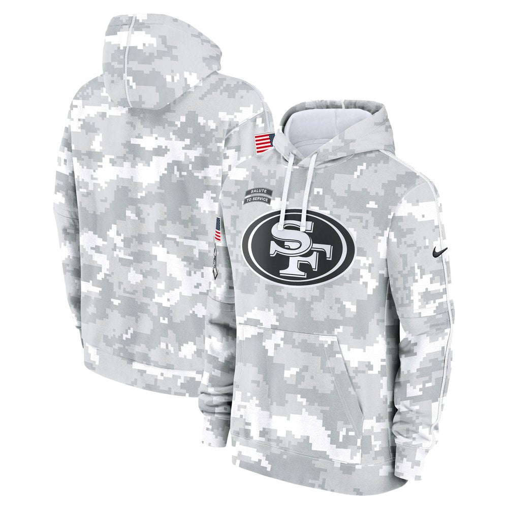 Men's San Francisco 49ers Arctic Camo 2024 Salute To Service Big & Tall Club Fleece Pullover Hoodie 