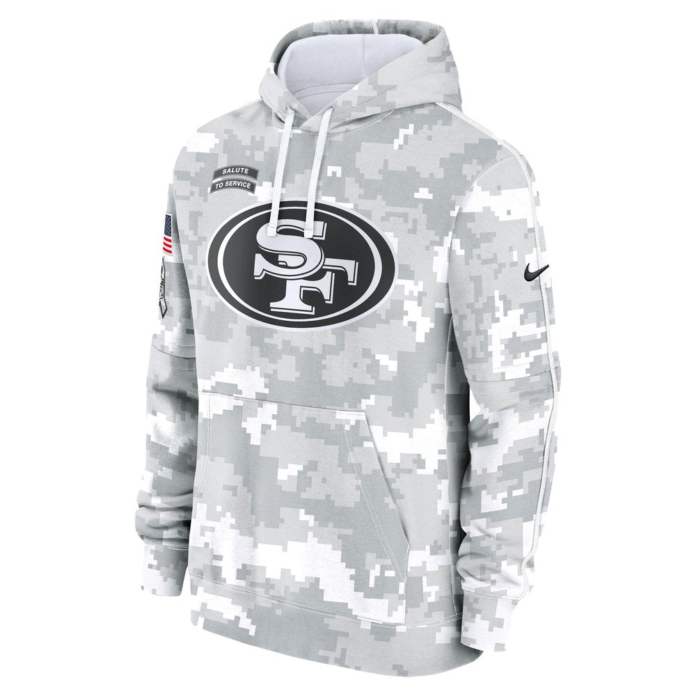 Men's San Francisco 49ers Arctic Camo 2024 Salute To Service Big & Tall Club Fleece Pullover Hoodie 
