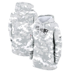 Women's New England Patriots Arctic Camo 2024 Salute To Service Club Fleece Pullover Hoodie 