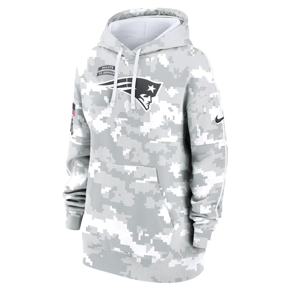 Women's New England Patriots Arctic Camo 2024 Salute To Service Club Fleece Pullover Hoodie 