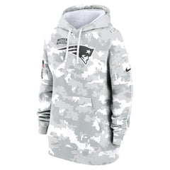 Women's New England Patriots Arctic Camo 2024 Salute To Service Club Fleece Pullover Hoodie 