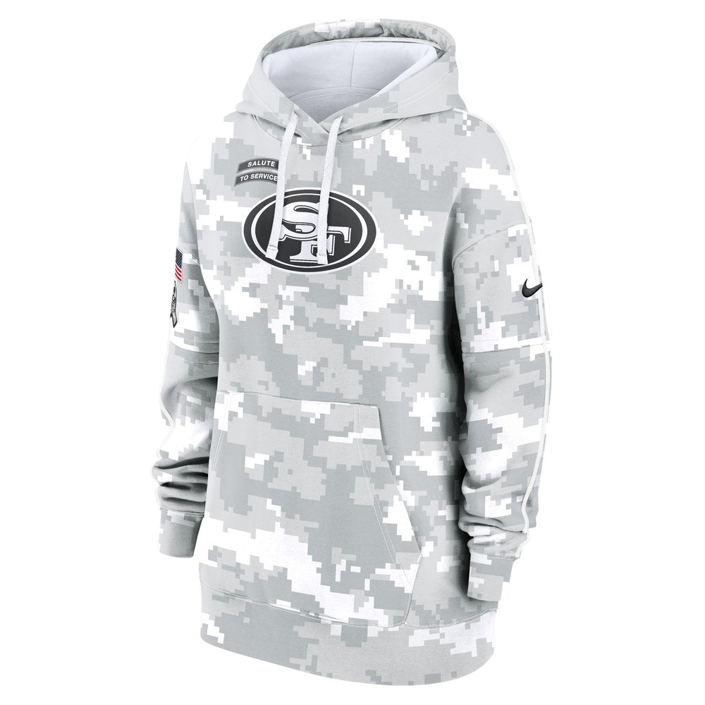 Women's San Francisco 49ers Arctic Camo 2024 Salute To Service Club Fleece Pullover Hoodie 