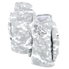 Women's Denver Broncos Arctic Camo 2024 Salute To Service Club Fleece Pullover Hoodie 