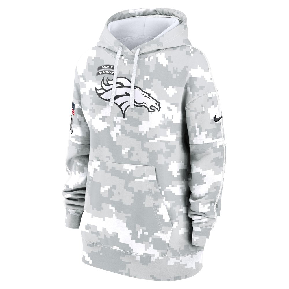 Women's Denver Broncos Arctic Camo 2024 Salute To Service Club Fleece Pullover Hoodie 