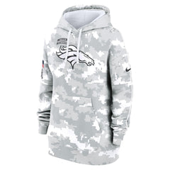 Women's Denver Broncos Arctic Camo 2024 Salute To Service Club Fleece Pullover Hoodie 