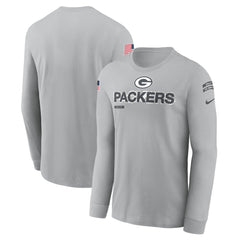 Men's Green Bay Packers Gray 2024 Salute To Service Long Sleeve T-Shirt 