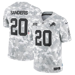 Men's Detroit Lions Barry Sanders Arctic Camo 2024 Salute to Service Retired Player Limited Jersey 