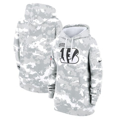 Women's Cincinnati Bengals Arctic Camo 2024 Salute To Service Club Fleece Pullover Hoodie 