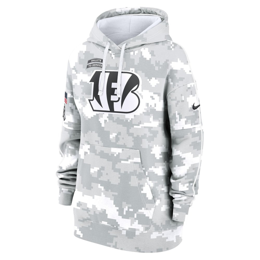 Women's Cincinnati Bengals Arctic Camo 2024 Salute To Service Club Fleece Pullover Hoodie 