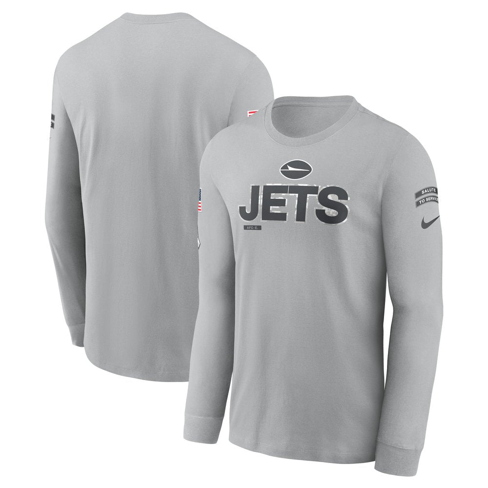 Men's New York Jets Gray 2024 Salute To Service Long Sleeve T-Shirt 