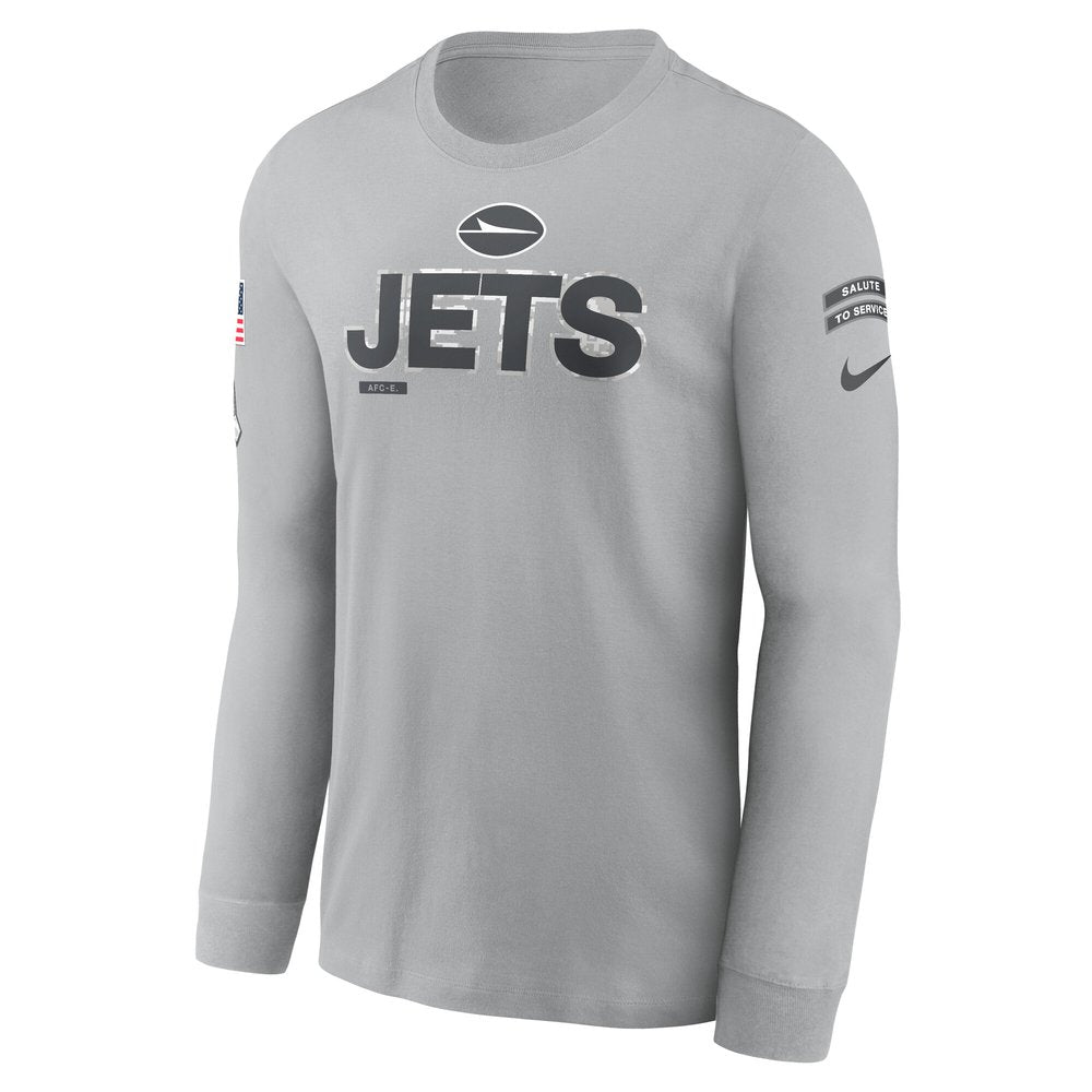 Men's New York Jets Gray 2024 Salute To Service Long Sleeve T-Shirt 