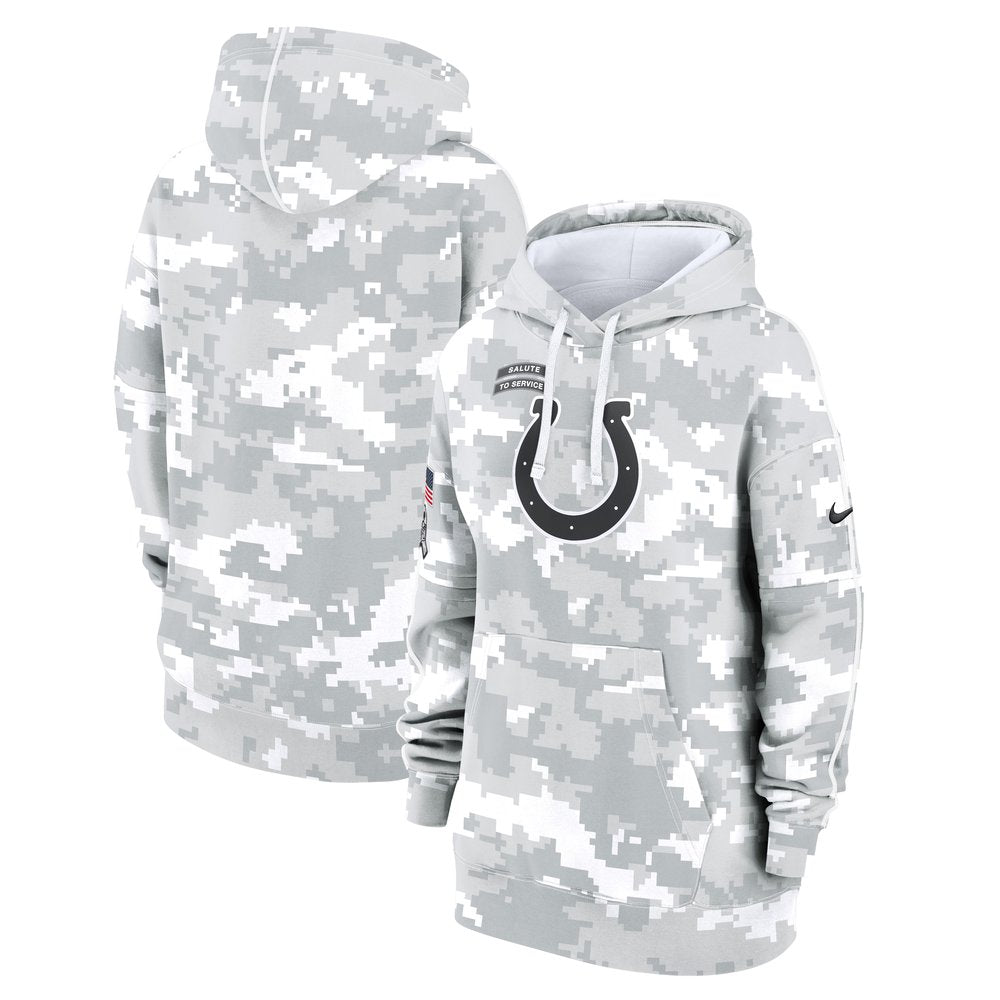 Women's Indianapolis Colts Arctic Camo 2024 Salute To Service Club Fleece Pullover Hoodie 