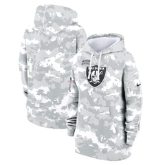 Women's Las Vegas Raiders Arctic Camo 2024 Salute To Service Club Fleece Pullover Hoodie 
