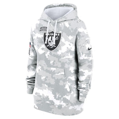 Women's Las Vegas Raiders Arctic Camo 2024 Salute To Service Club Fleece Pullover Hoodie 