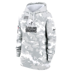 Women's Cleveland Browns Arctic Camo 2024 Salute To Service Club Fleece Pullover Hoodie 
