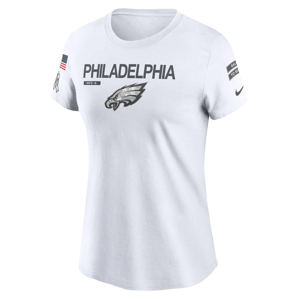 Women's Philadelphia Eagles White 2024 Salute To Service Legend Performance T-Shirt 