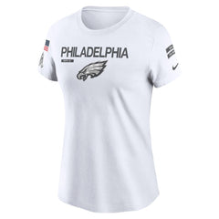Women's Philadelphia Eagles White 2024 Salute To Service Legend Performance T-Shirt 