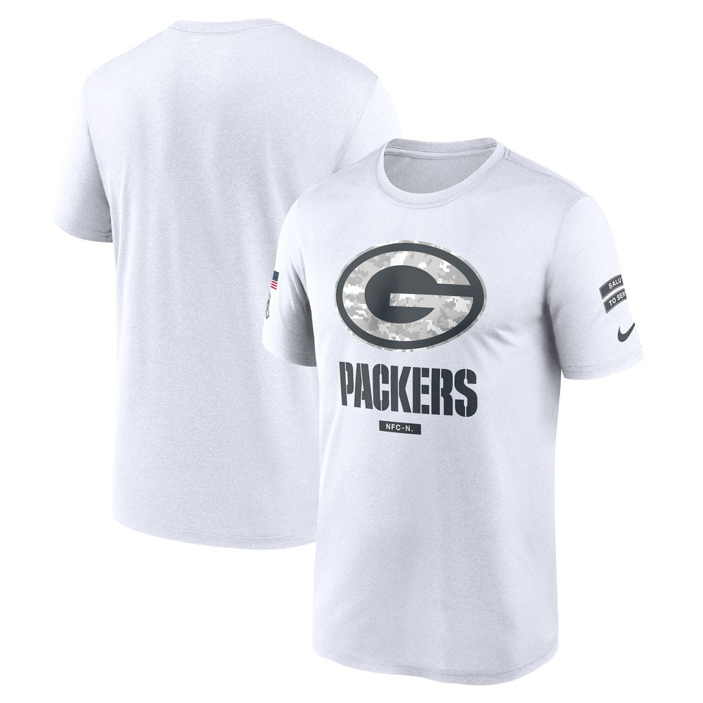 Men's Green Bay Packers White 2024 Salute To Service Legend Performance T-Shirt 