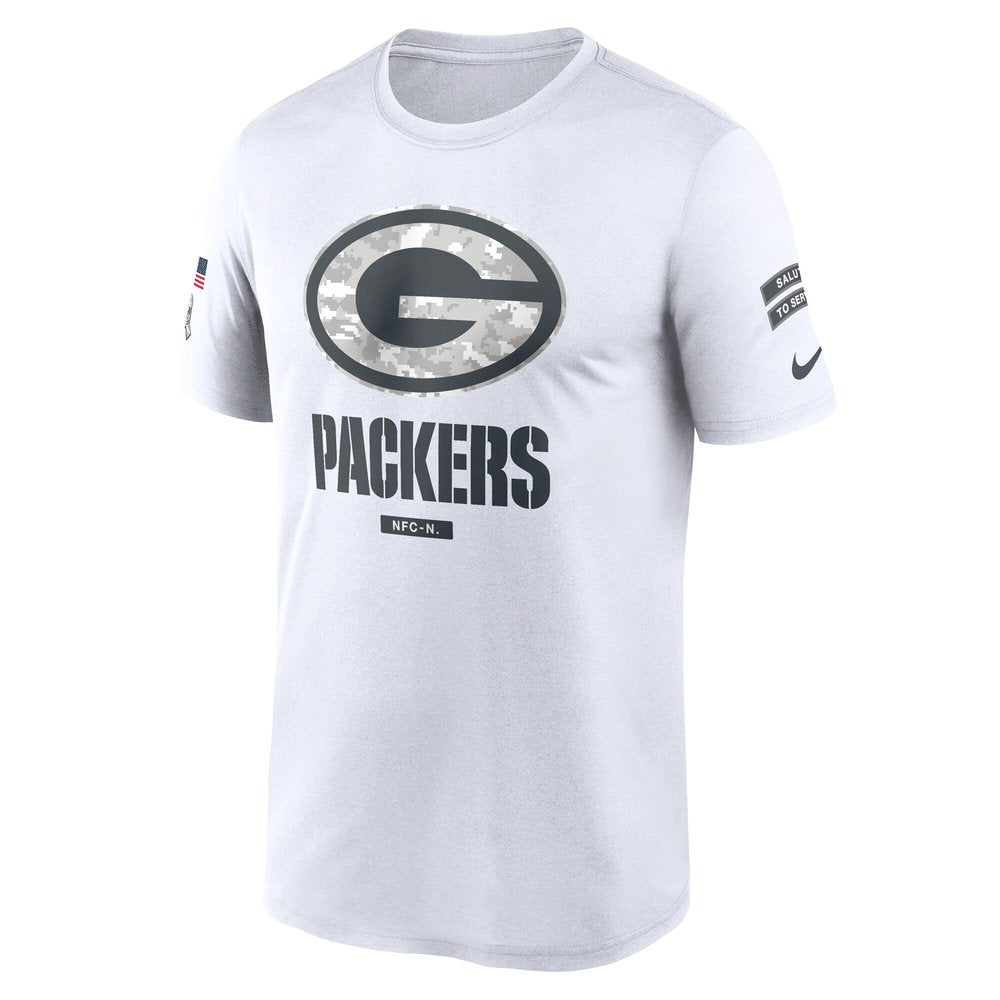 Men's Green Bay Packers White 2024 Salute To Service Legend Performance T-Shirt 