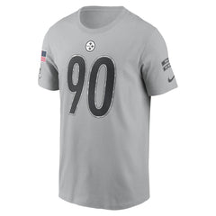 Men's Pittsburgh Steelers T.J. Watt Gray 2024 Salute To Service Name & Number T-Shirt 
