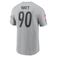 Men's Pittsburgh Steelers T.J. Watt Gray 2024 Salute To Service Name & Number T-Shirt 
