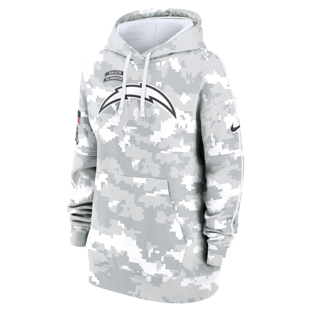 Women's Los Angeles Chargers Arctic Camo 2024 Salute To Service Club Fleece Pullover Hoodie 