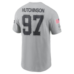 Men's Detroit Lions Aidan Hutchinson Gray 2024 Salute To Service Name & Number T-Shirt 
