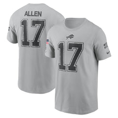 Men's Buffalo Bills Josh Allen Gray 2024 Salute To Service Name & Number T-Shirt 