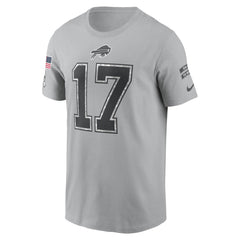 Men's Buffalo Bills Josh Allen Gray 2024 Salute To Service Name & Number T-Shirt 