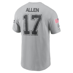 Men's Buffalo Bills Josh Allen Gray 2024 Salute To Service Name & Number T-Shirt 