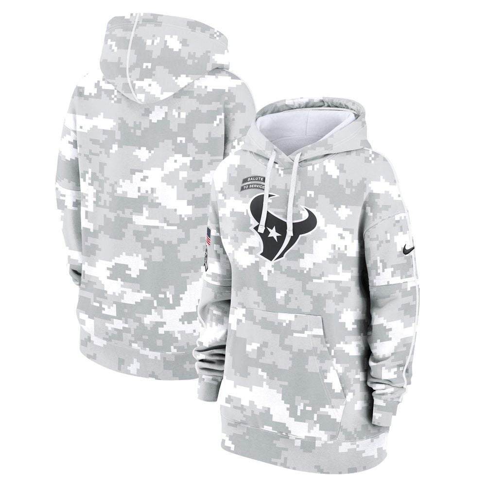 Women's Houston Texans Arctic Camo 2024 Salute To Service Club Fleece Pullover Hoodie 