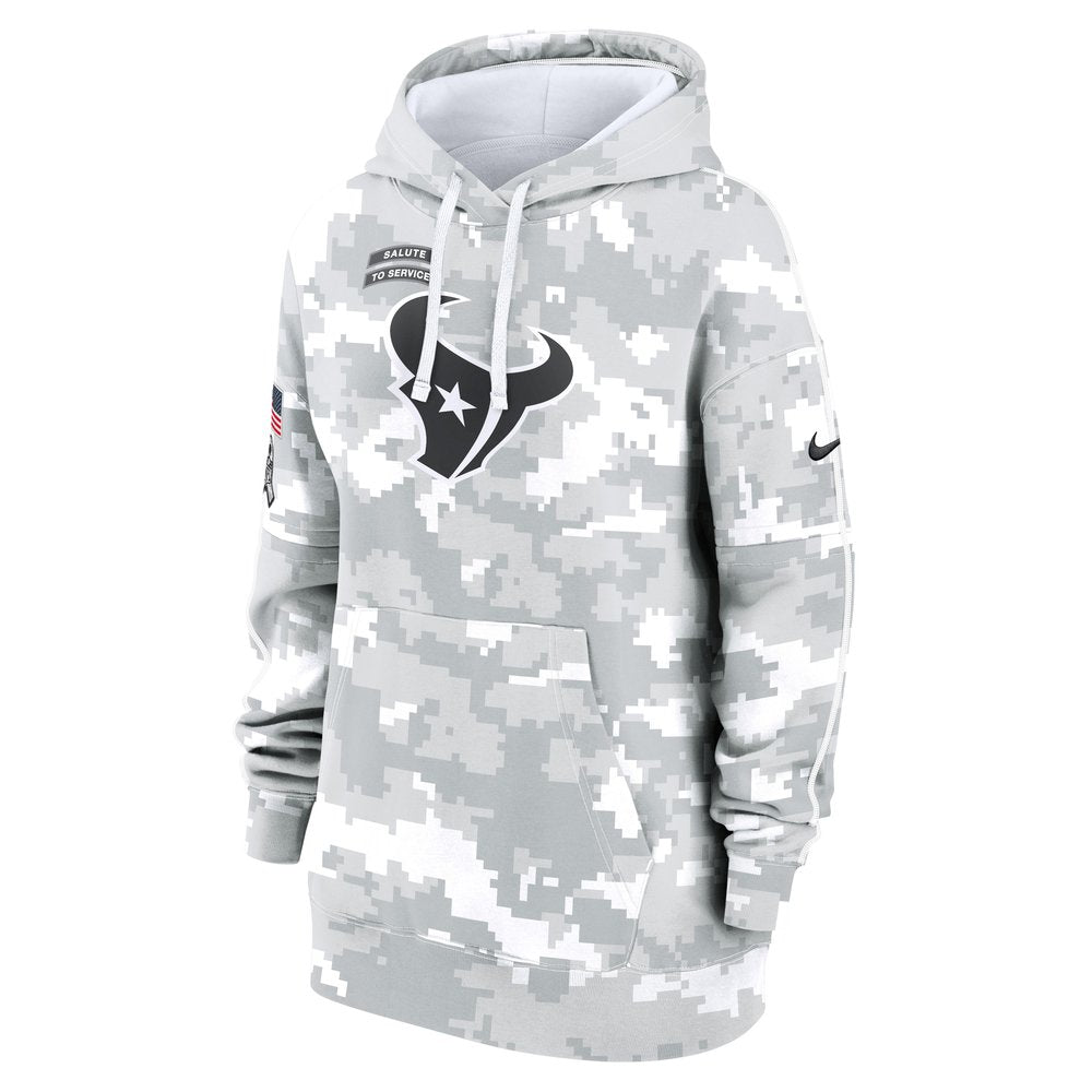 Women's Houston Texans Arctic Camo 2024 Salute To Service Club Fleece Pullover Hoodie 