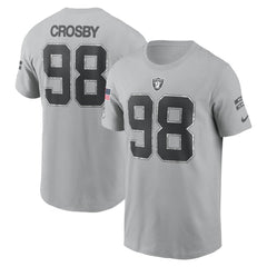 Men's Las Vegas Raiders Maxx Crosby Gray 2024 Salute To Service Name & Number T-Shirt 