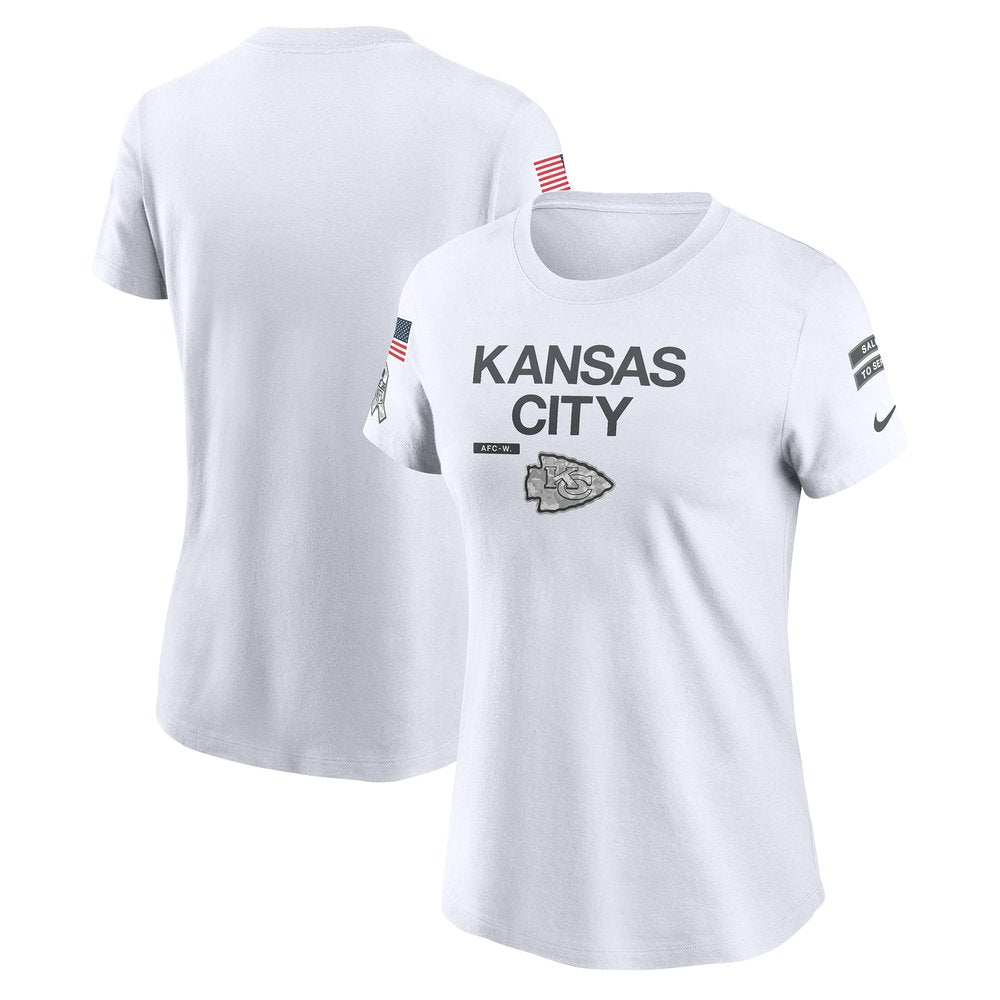Women's Kansas City Chiefs White 2024 Salute To Service Legend Performance T-Shirt 