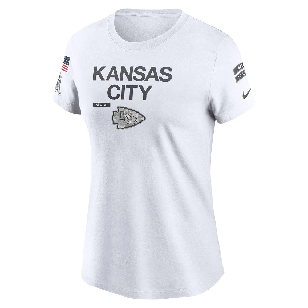 Women's Kansas City Chiefs White 2024 Salute To Service Legend Performance T-Shirt 