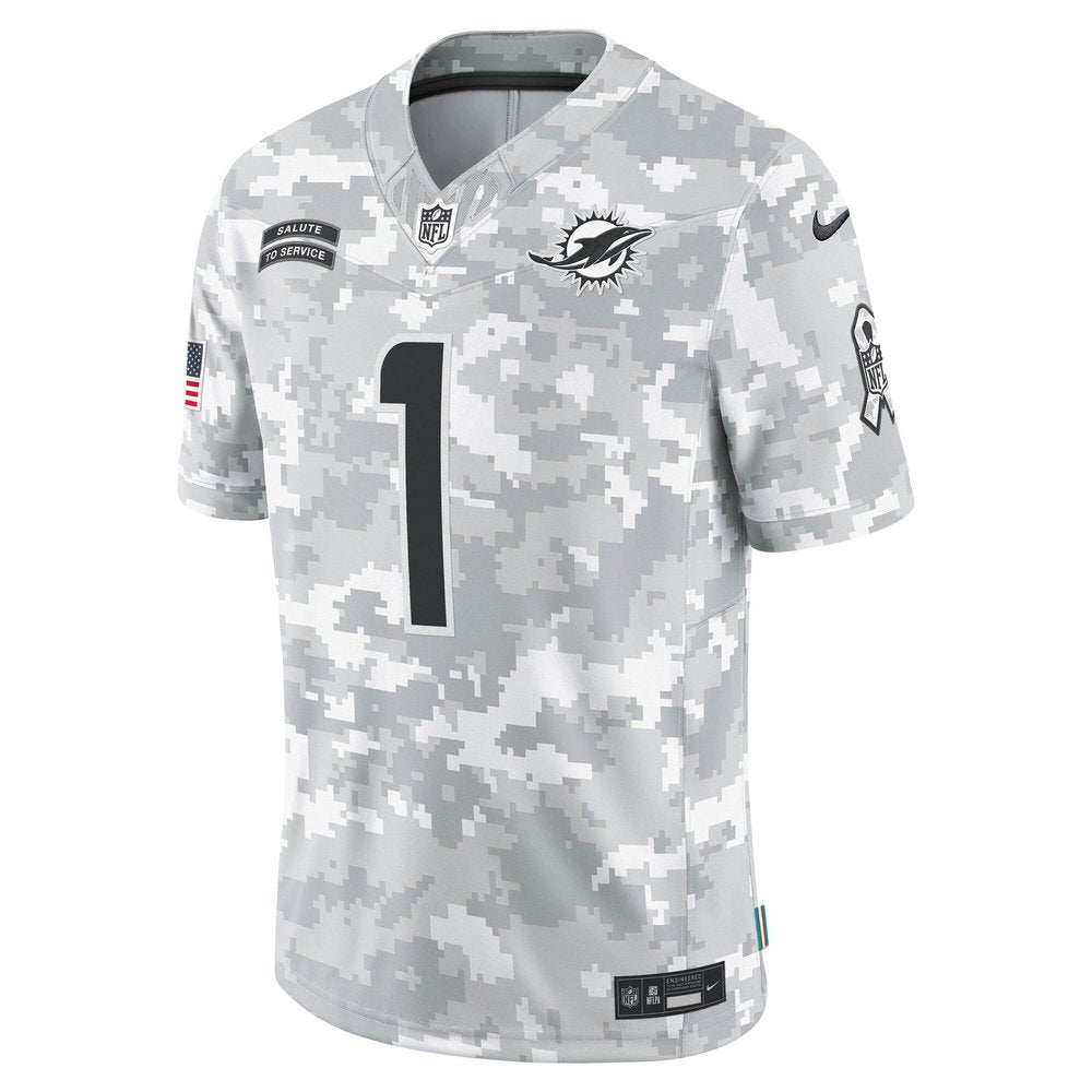 Men's Miami Dolphins Tua Tagovailoa Arctic Camo 2024 Salute to Service Limited Jersey 
