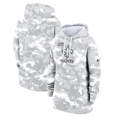 Women's New Orleans Saints Arctic Camo 2024 Salute To Service Club Fleece Pullover Hoodie 