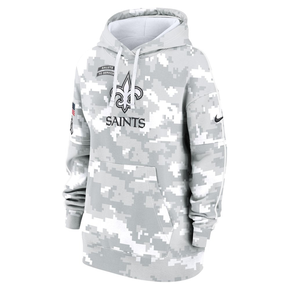 Women's New Orleans Saints Arctic Camo 2024 Salute To Service Club Fleece Pullover Hoodie 