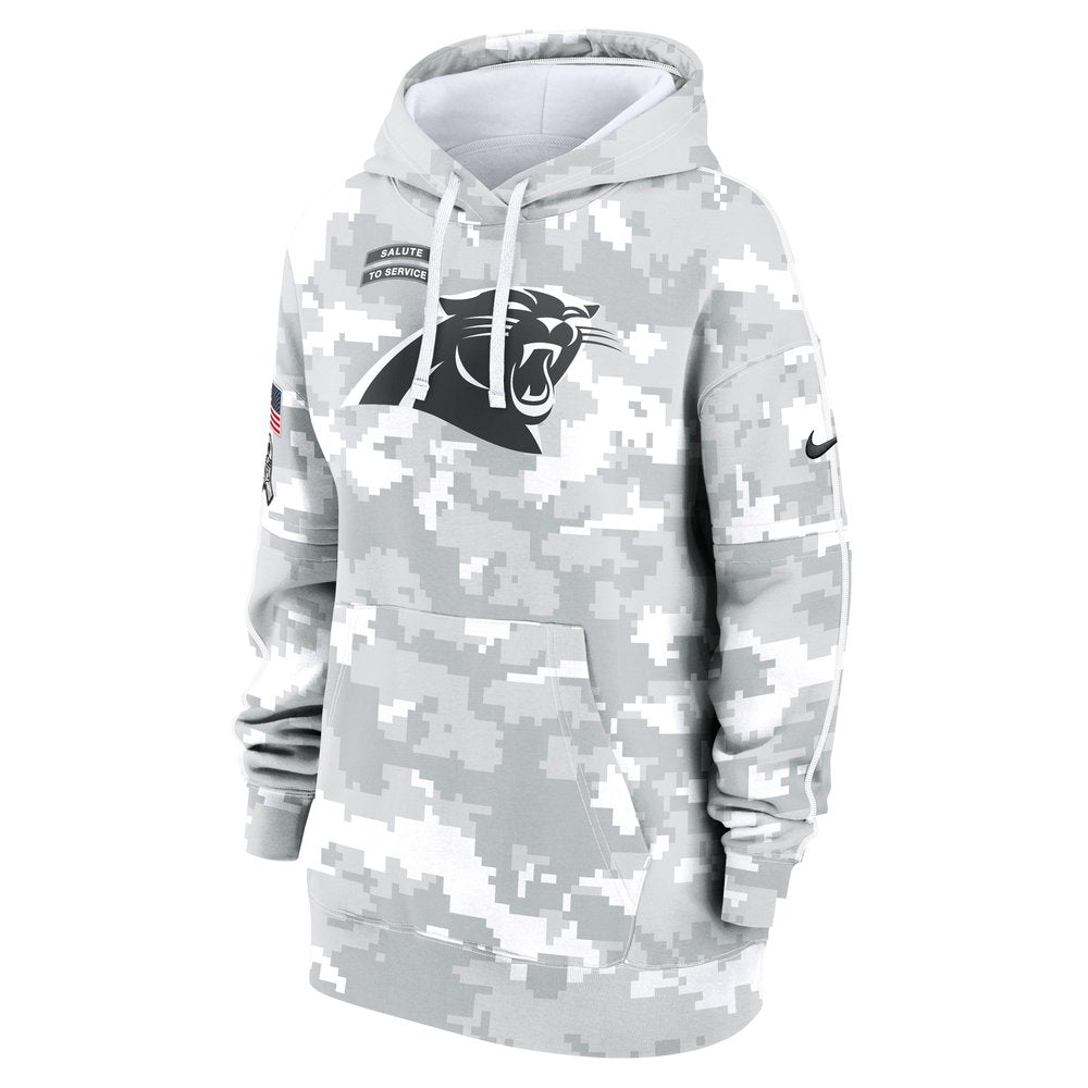 Women's Carolina Panthers Arctic Camo 2024 Salute To Service Club Fleece Pullover Hoodie 