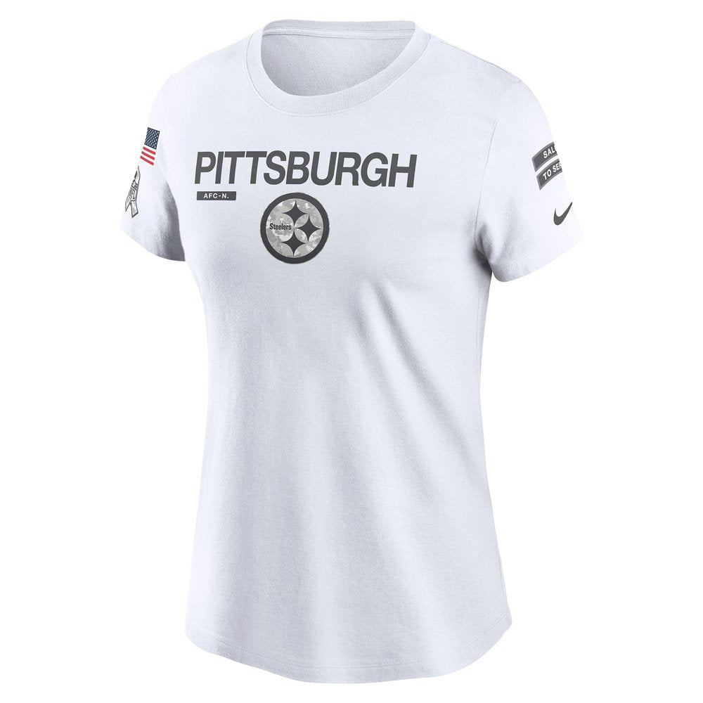 Women's Pittsburgh Steelers White 2024 Salute To Service Legend Performance T-Shirt 