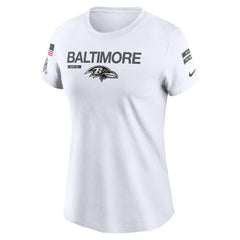 Women's Baltimore Ravens White 2024 Salute To Service Legend Performance T-Shirt 