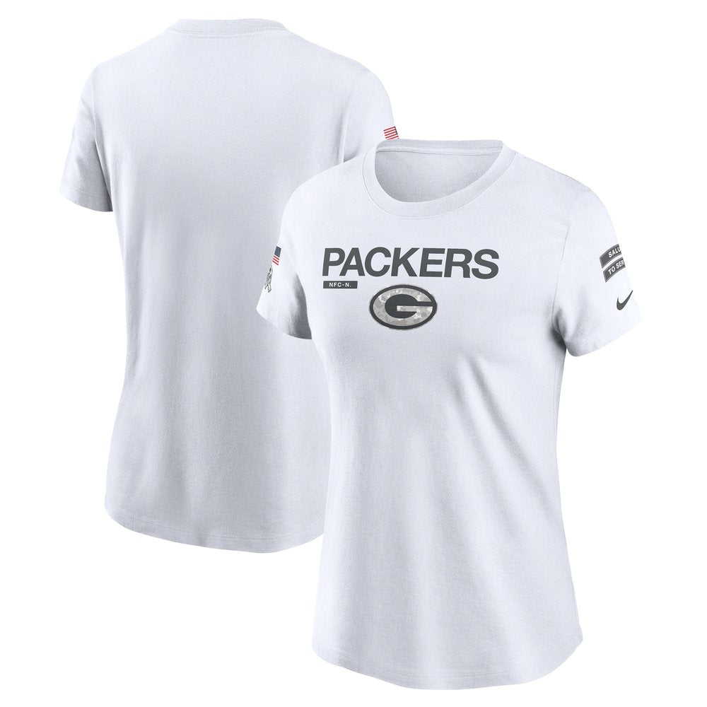 Women's Green Bay Packers White 2024 Salute To Service Legend Performance T-Shirt 