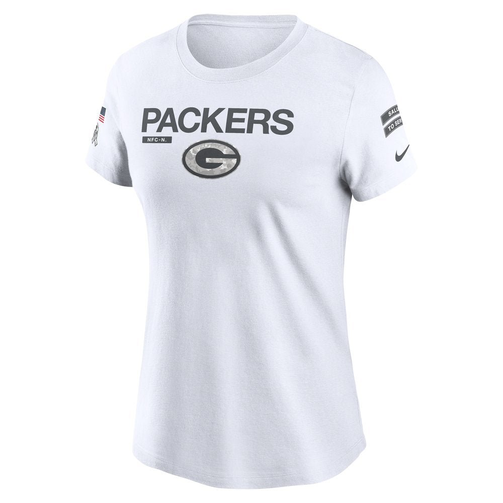 Women's Green Bay Packers White 2024 Salute To Service Legend Performance T-Shirt 