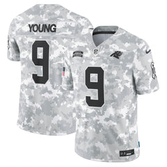 Men's Carolina Panthers Bryce Young Arctic Camo 2024 Salute to Service Limited Jersey 