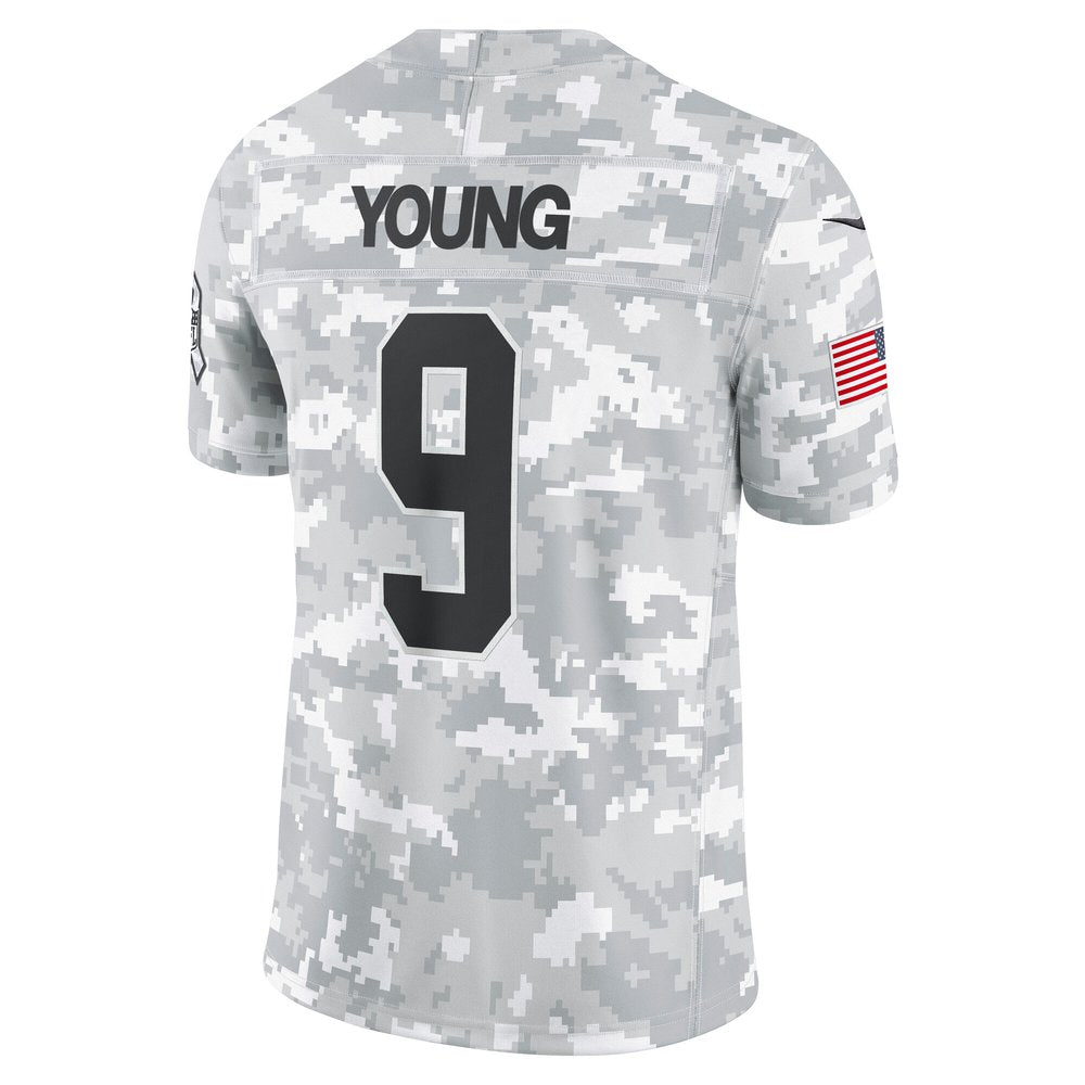 Men's Carolina Panthers Bryce Young Arctic Camo 2024 Salute to Service Limited Jersey 